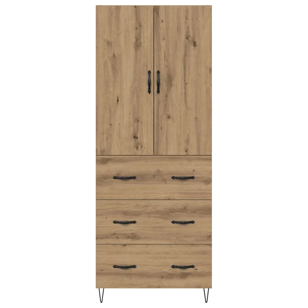 Credenza 2 pcs Rovere artigianale Legno ingegnerizzato e vetro