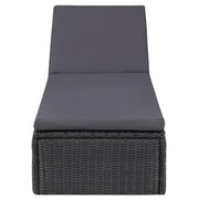 Lettino Prendisole in Polyrattan Nero e Grigio Scuro 310148