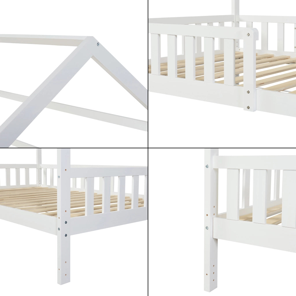 Letto Casetta per Cameretta Ydre con Materasso 120x200 cm Bianco [en.casa]