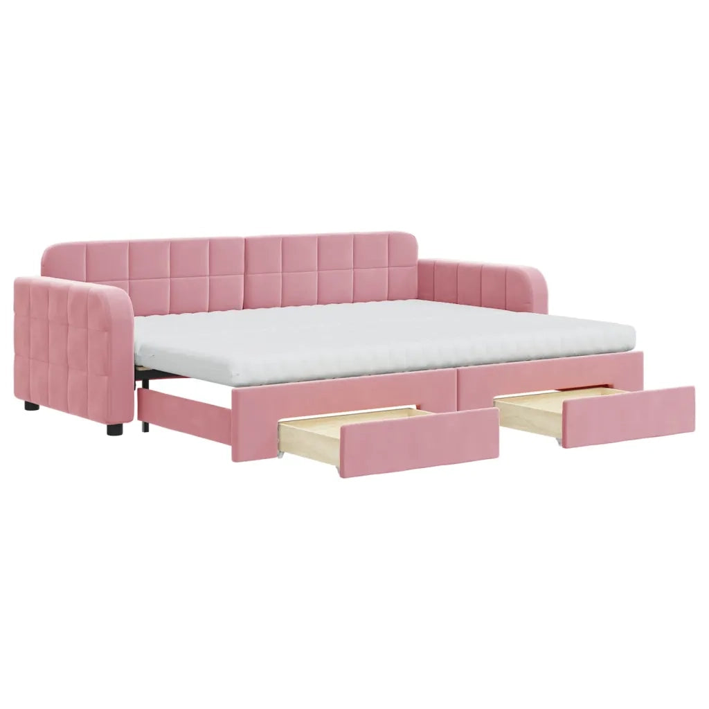 Divano Letto Estraibile con Cassetti Rosa 80x200 cm Velluto 3196997