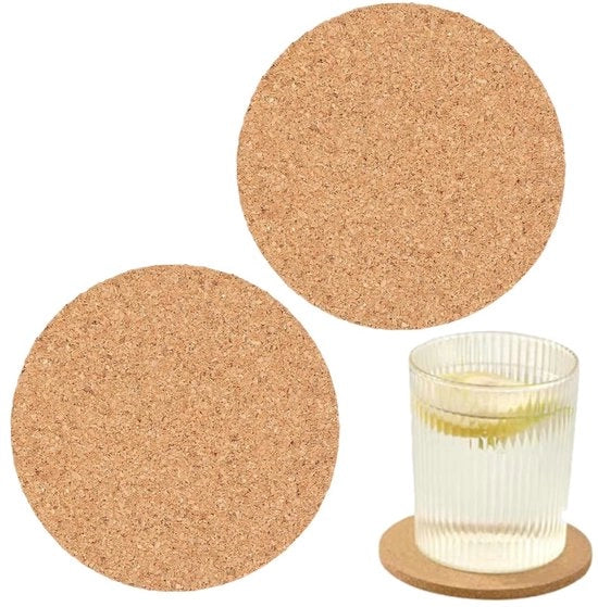 Set di supporti in legno a 3 mm di spessore per raclette, tè, caffè e bar cocktail, con supporti in vetro e gomma termoresistente, riutilizzabile, da 10 cm di diametro, con 2 pezzi.