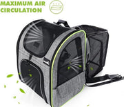 Zak da appendi per animali fino a 5 kg, espandibile pieghevole, borsa per gatti grandi con chiusura anti-apertura, borsa per animali con finestra a mesh, grigio, per cani, gatti e animali domestici (34 x 27 x 44 cm)