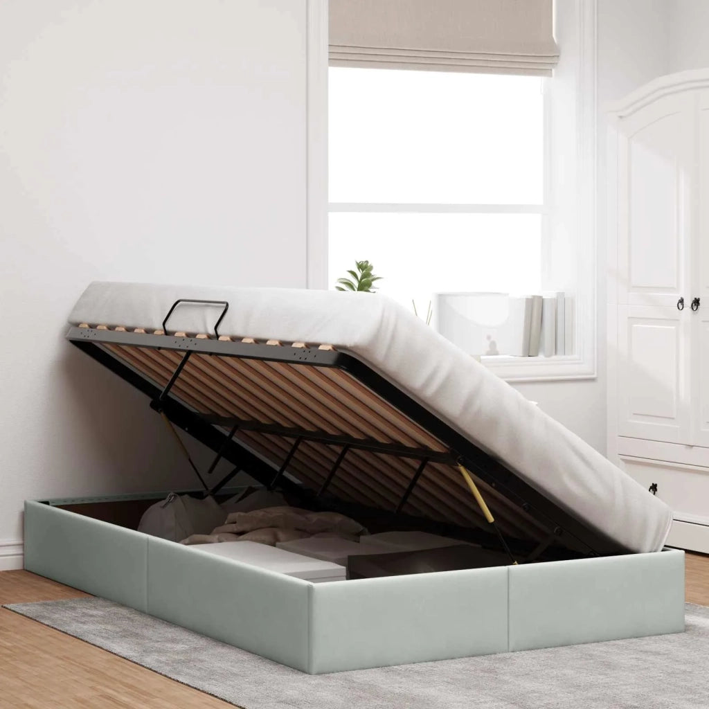 Letto ottomano Grigio Chiaro 120 x 200 cm Velluto