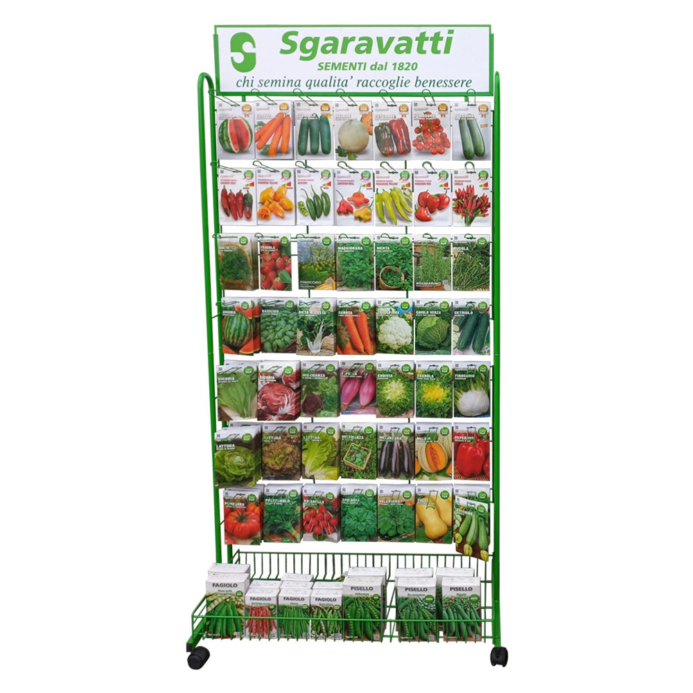 ESPOSITORE VERTICALE IN METALLO PER BUSTINE SEMI 49 ganci  - SGARAVATTI