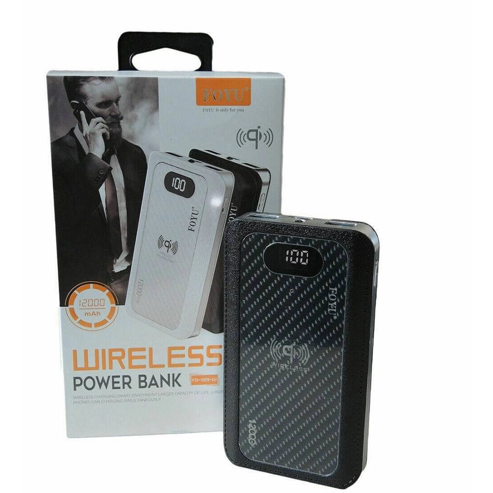 Trade Shop - Power Bank 4 In 1 Caricatore Wireless Senza Fili Qi Led 12000mah Carica Batteria -