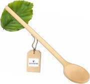 Spatola per cottura in legno grande 60 cm naturale senza plastica resistente al calore in quercia senza graffi.