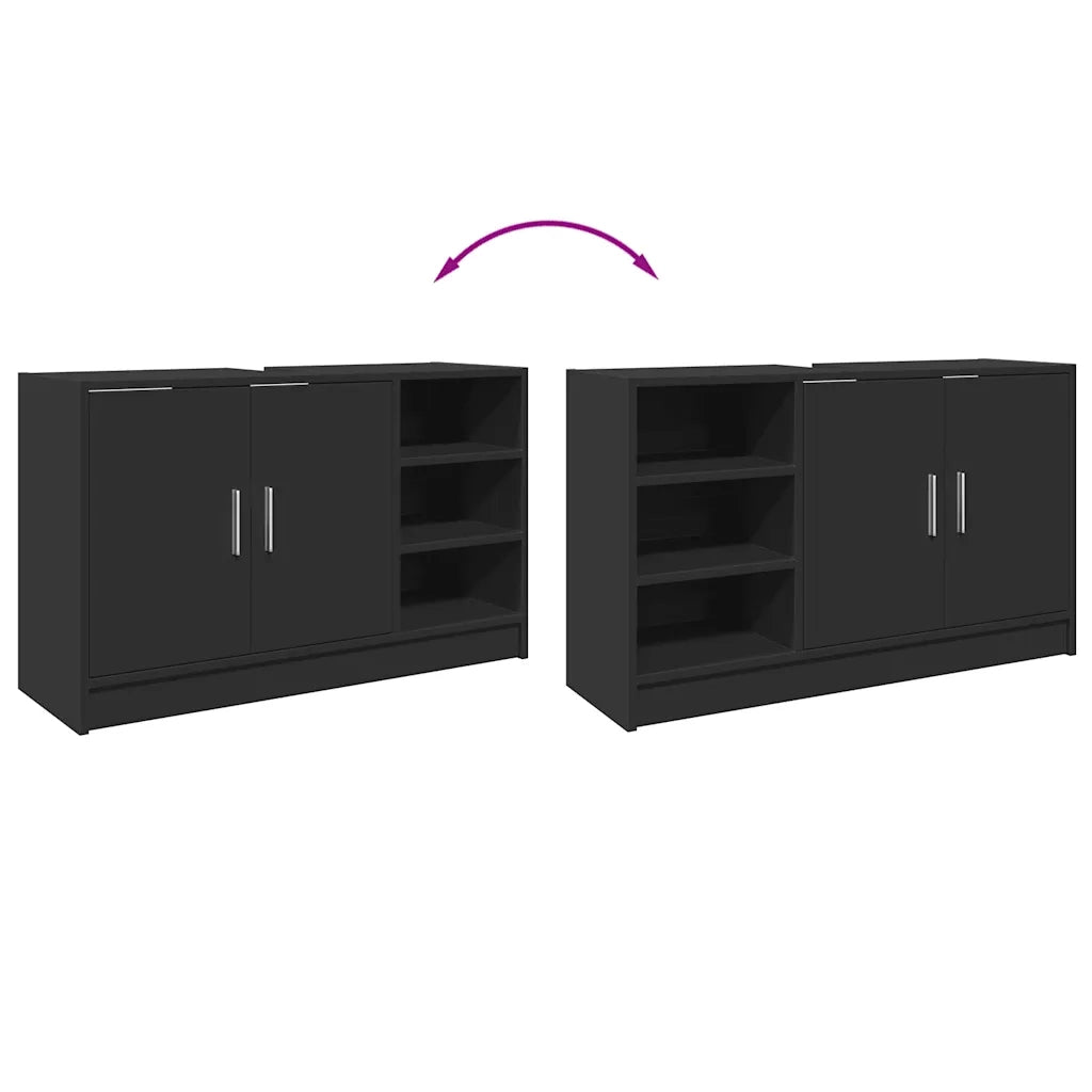 Mobile Lavabo-Armadietto da bagno Nero 90x29x55 cm in Truciolato