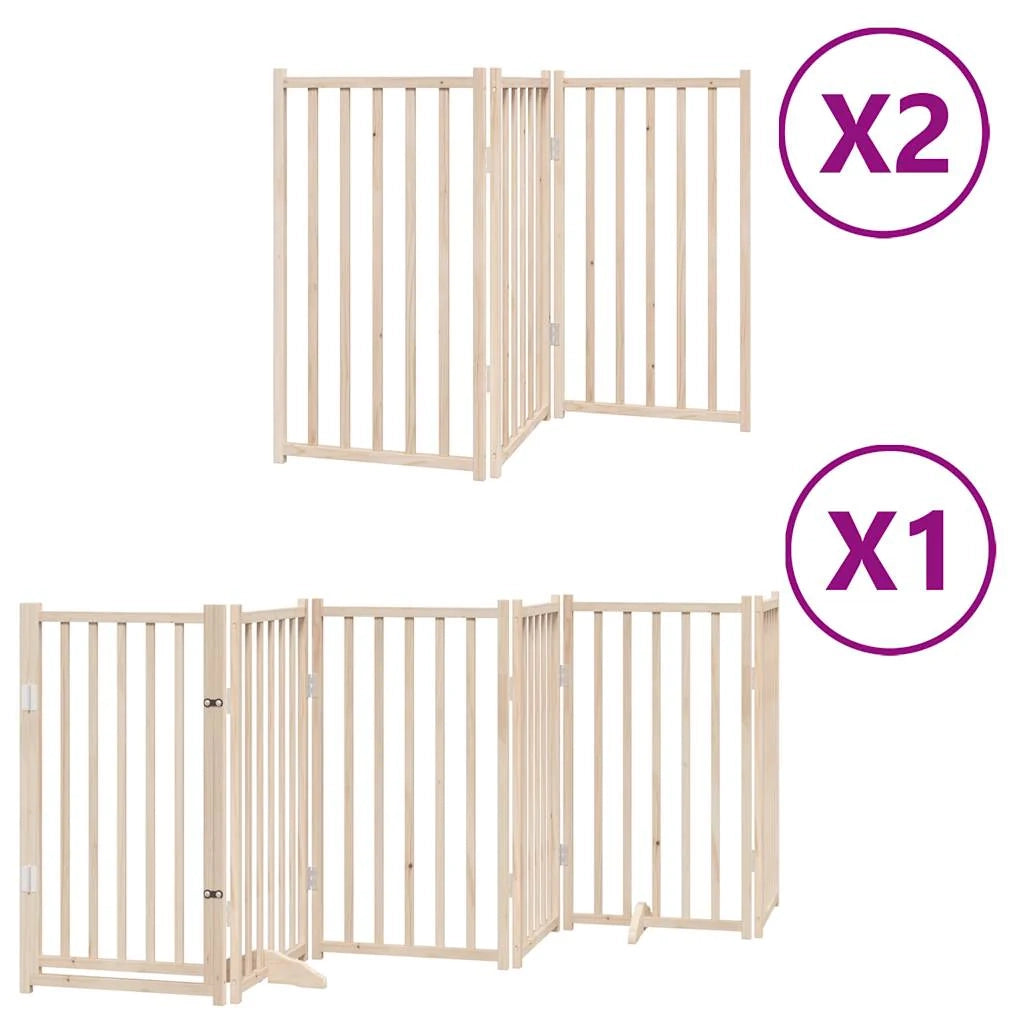 Cancelletto di sicurezza per animali domestici porta pieghevole 12 pannelli legno di pioppo marrone 02_0023160