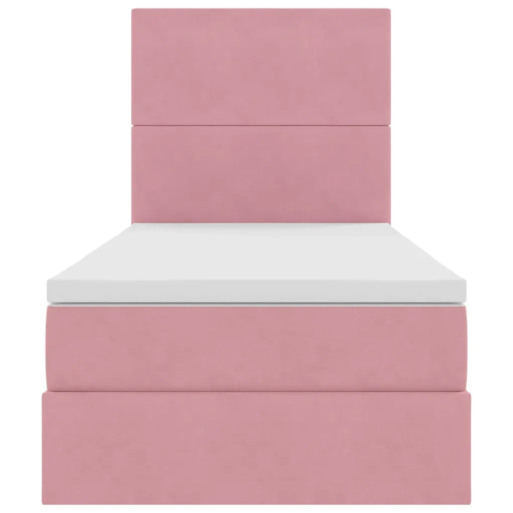 Letto con contenitore e materasso Rosa 90 x 200 cm Velluto