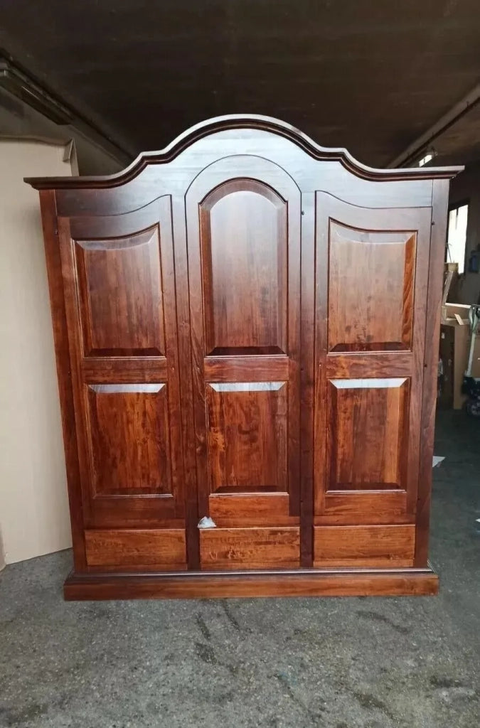 Armadio classico 3 porte 3 cassetti legno grezzo 185x62x220 (1869) - Mobili 2G
