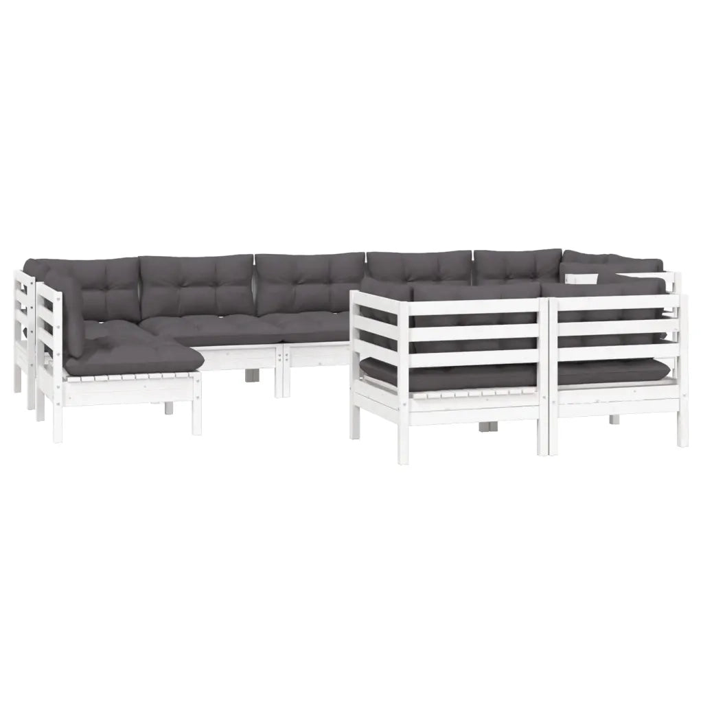 Set Divani da Giardino 9 pz con Cuscini Bianchi Legno di Pino cod mxl 44412