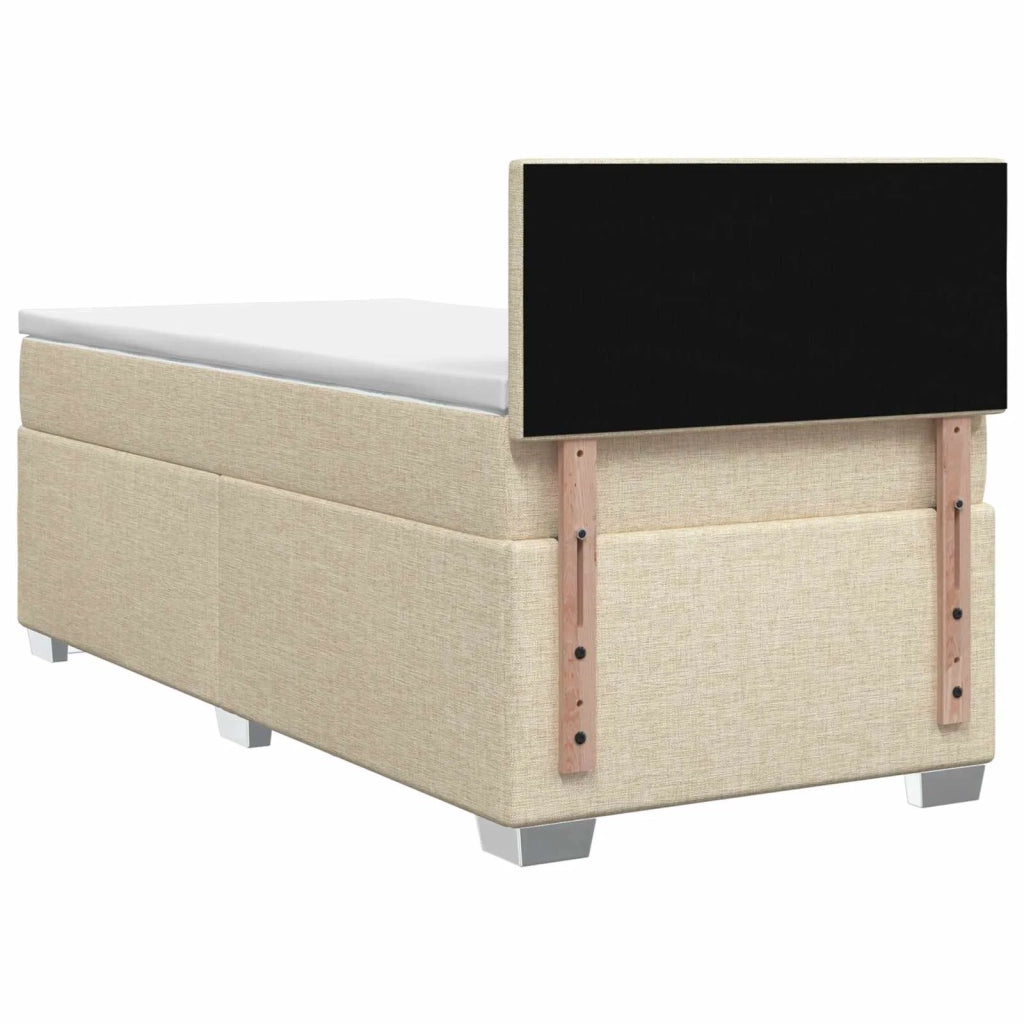 Letto con Box Spring, Materasso e LED Crema 90 x 200 cm Tessuto 3451859