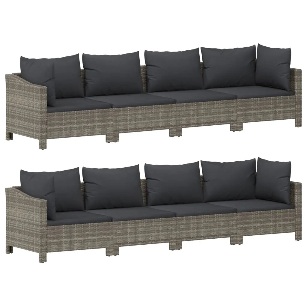 Set Divani da Giardino 9 pz con Cuscini in Polyrattan Grigio 3187268