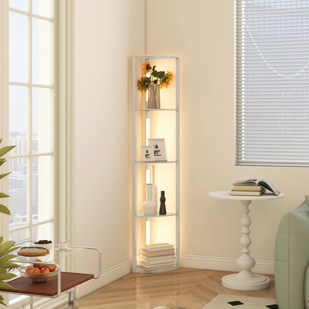 Libreria Angolare LED Dimmabile ¨C zephmum ¨C 41x30x164cm Quercia