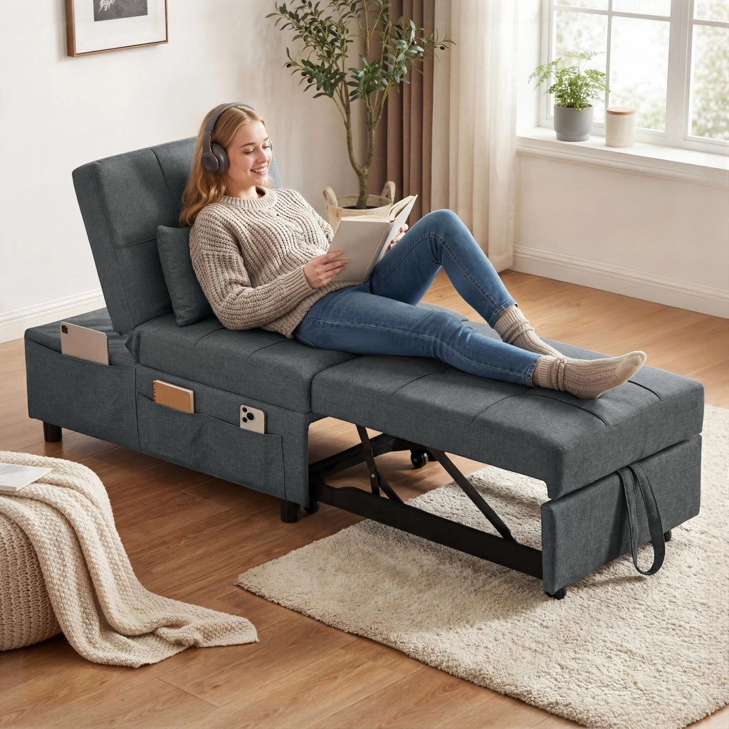 Poltrona letto regolabile con cuscino ¨C zephmum ¨C grigio