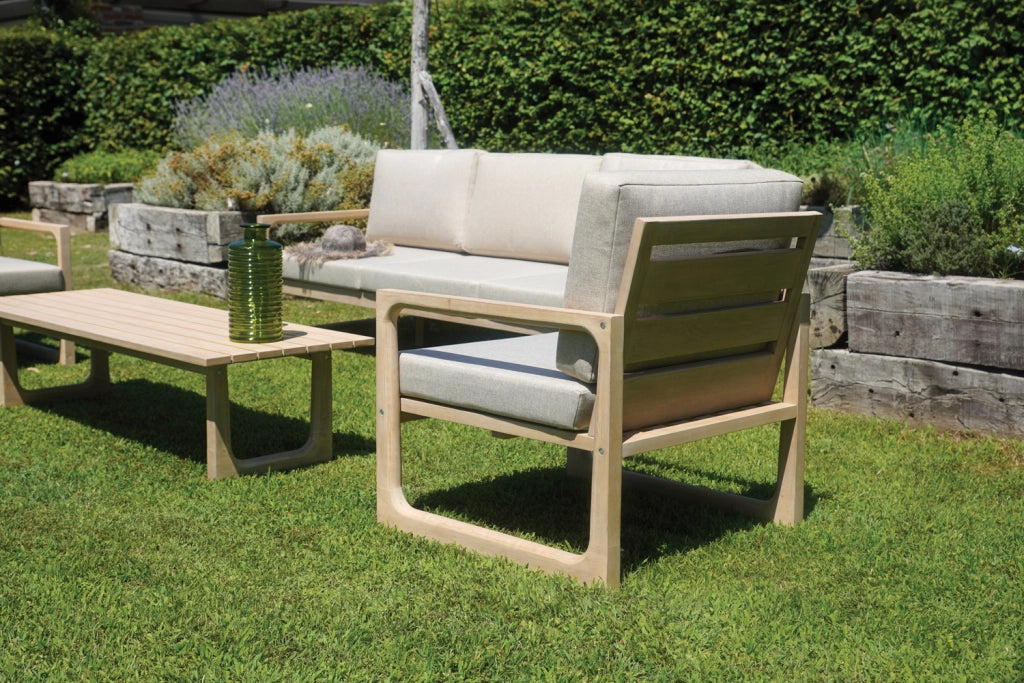 Salotto Dresda In Acacia Con Divano A 3 Posti Finitura Color Teak 2 Pz
