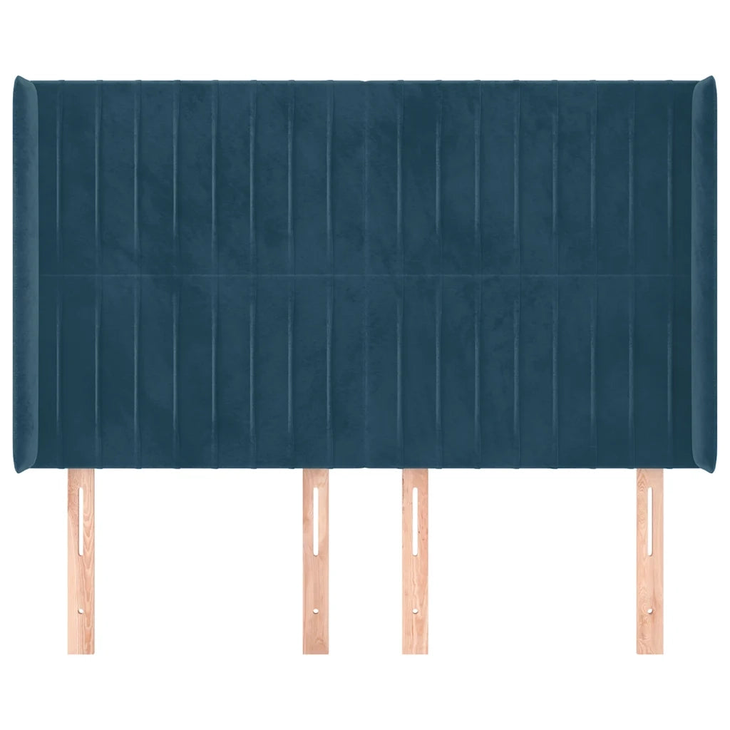 Testiera ad Orecchio Blu Scuro 147x16x118/128 cm in Velluto