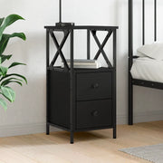 Comodino Nero 34x35,5x70 cm in Legno Multistrato 825943