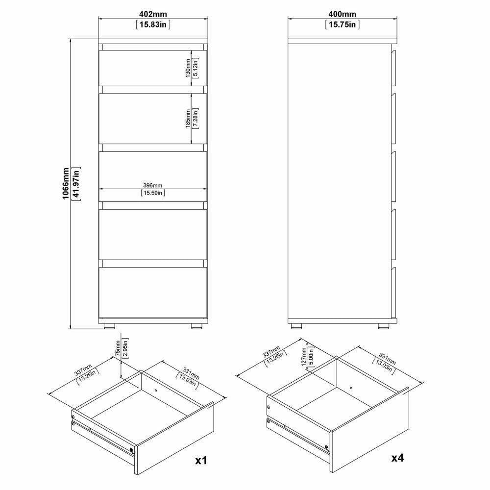 Cassettiera Abelarda, Settimino multiuso, Comò camera da letto, Mobile con cassetti, 40x40 h107 cm, Quercia