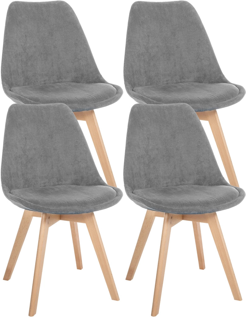 Set 4 Sedie Pranzo Linares grigio,Cordone