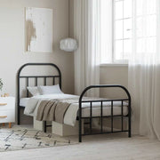 Giroletto con Testiera e Pediera Metallo Nero 75x190 cmcod mxl 105533