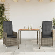 vidaXL Set Bistrò da Giardino 3 pz con Cuscini in Polyrattan Grigio