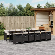 Set da Pranzo da Giardino 13pz con Cuscini Nero in Polyrattan 3277709