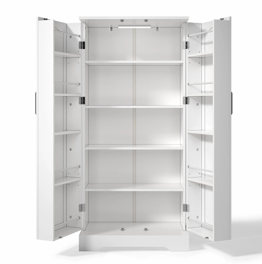 Mobile da cucina bianco 60×35×128 cm con luci LED sensore e ripiani regolabili