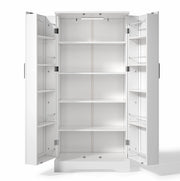 Mobile da cucina bianco 60×35×128 cm con luci LED sensore e ripiani regolabili