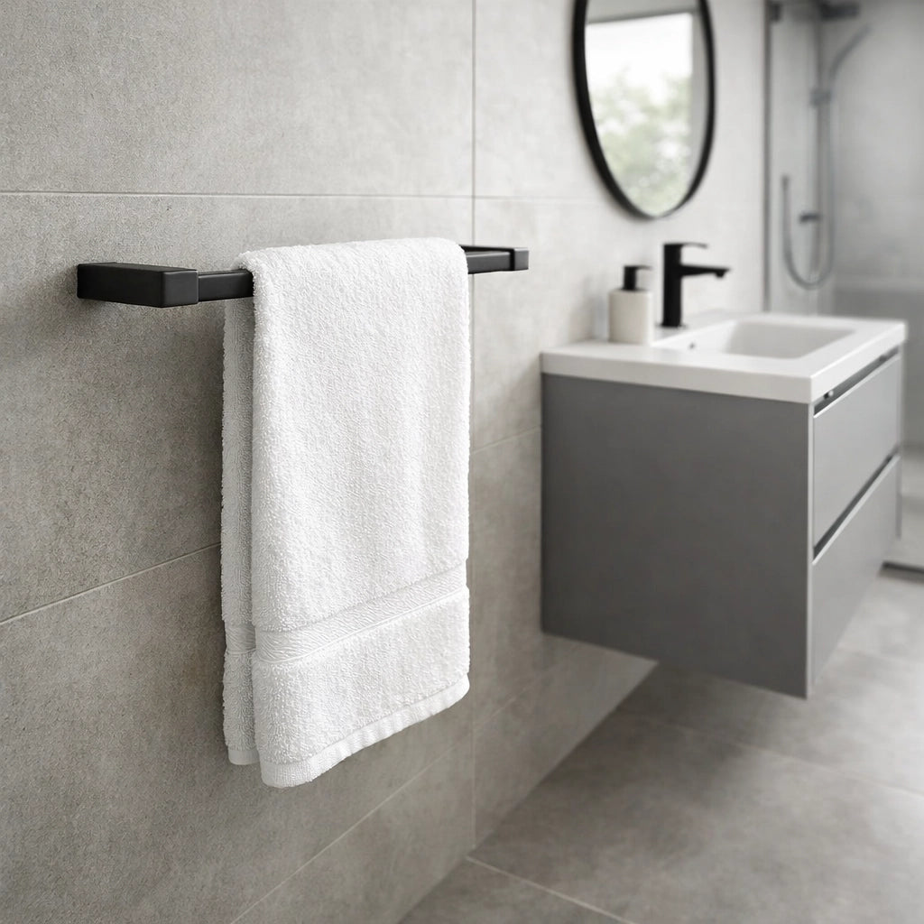 Porta Asciugamani Asta Supporto Da Muro 60 cm Asciugamani Grigio Fumé 87944