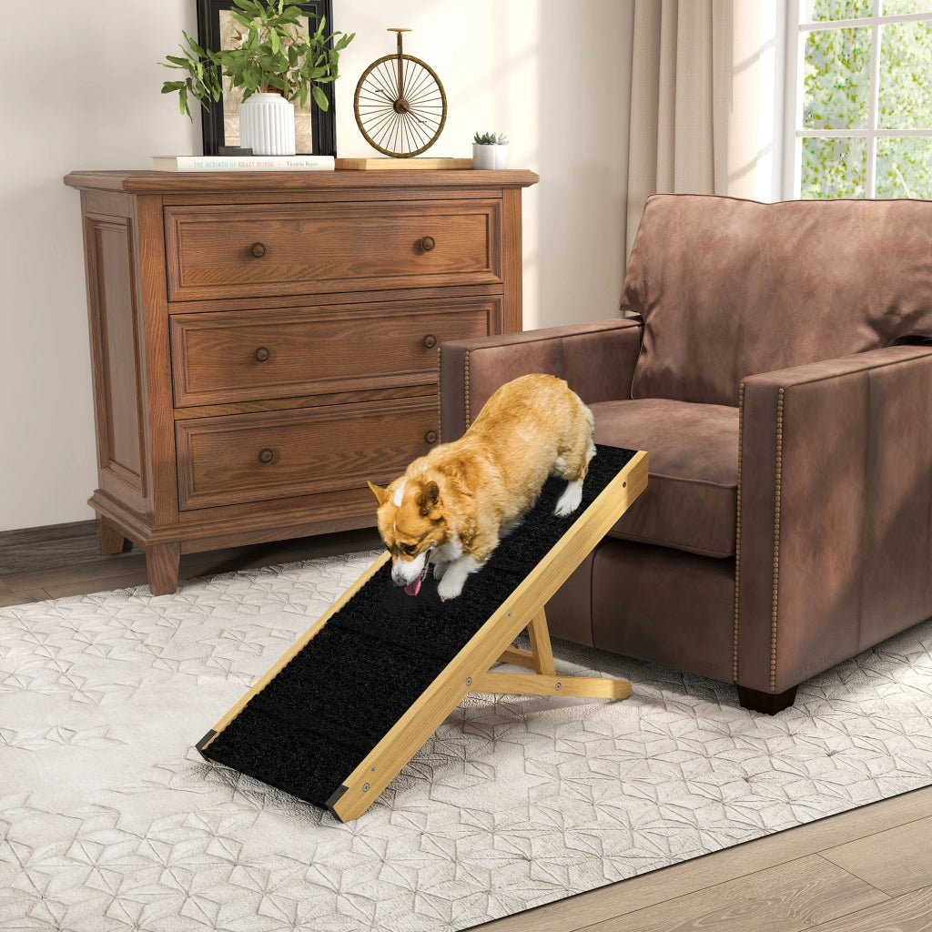 Rampa pieghevole per cani ¨C Xylo ¨C legno naturale, 83,5x35x47,5 cm