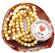 Collezione di perle con cordoncino per l'assemblaggio di gioielli Perle in vetro per hobby 6 mm = 128 pezzi e 1 rotolo di filo Cordone perle opale giallo AAA 6 mm