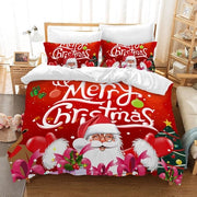 Set di coperte per letto per Natale con Babbo Natale, festa di Natale e disegno di fiocchi di neve, microfibra morbida con chiusura a zip (Voglia di Natale, 200 x 200 cm)