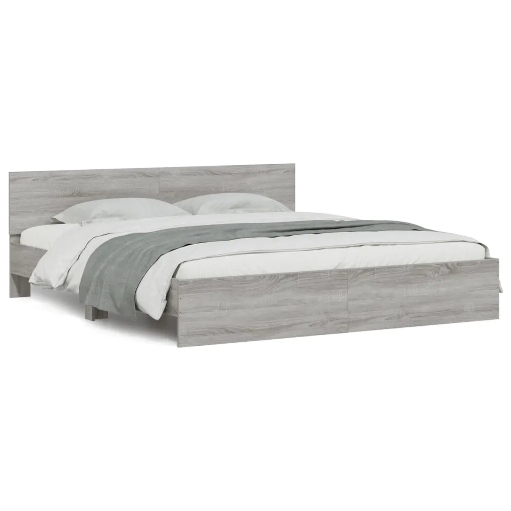 Giroletto con Testiera-Struttura Letto con testiera Grigio Sonoma 180x200 cm