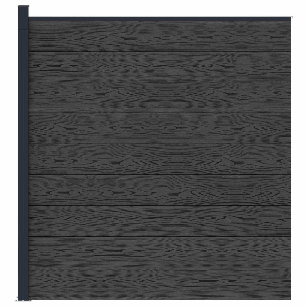 Set di Recinzione 175 x 186 cm WPC e Alluminio Nero 42039060
