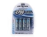 Ansmann 5030842 Mignon AA Batteria ricaricabile 2700mAh NiMH confezione da 4 pezzi colore Argento