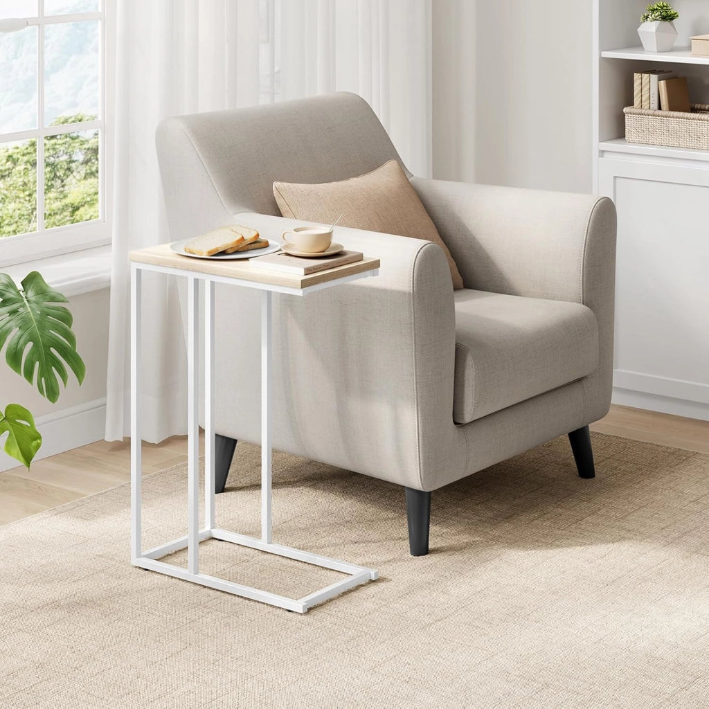 Set di 2 Tavolino Laterale da Divano Tavolo da Caffè Supporto Piano D'appoggio in Legno Metallo TSG17hei-2