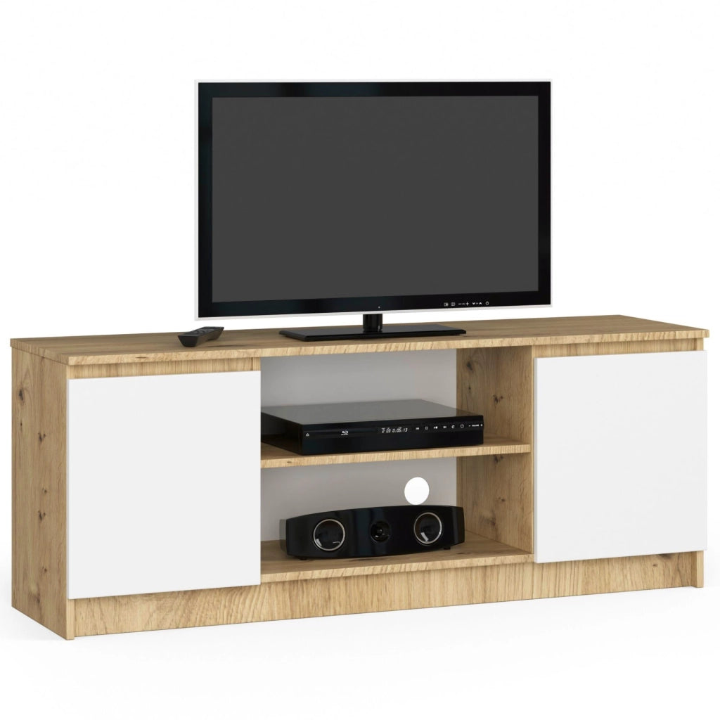 Mobile TV AKORD Quercia Artisan 140 cm 2 ante inserto frontale Bianco 140x40x55 cm