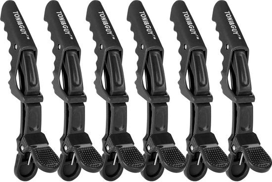 6 spille di capelli in pelle di coccodrillo, forbici da barbiere antiscivolo unghie, sezione capelli clip klauw, fermacapelli per salone barbiere styling (nero)