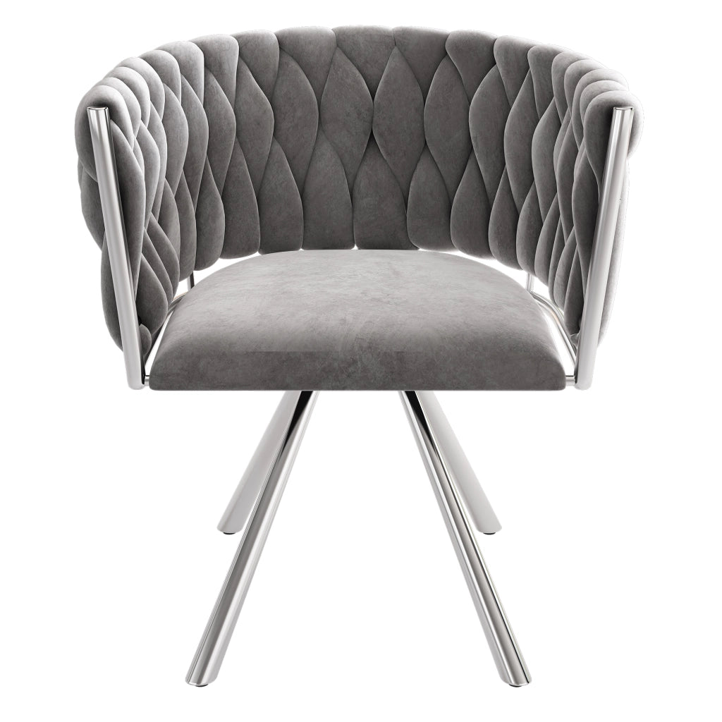 SEDIA girevole 360° in velluto grigio e argento Set da 2 pezzi