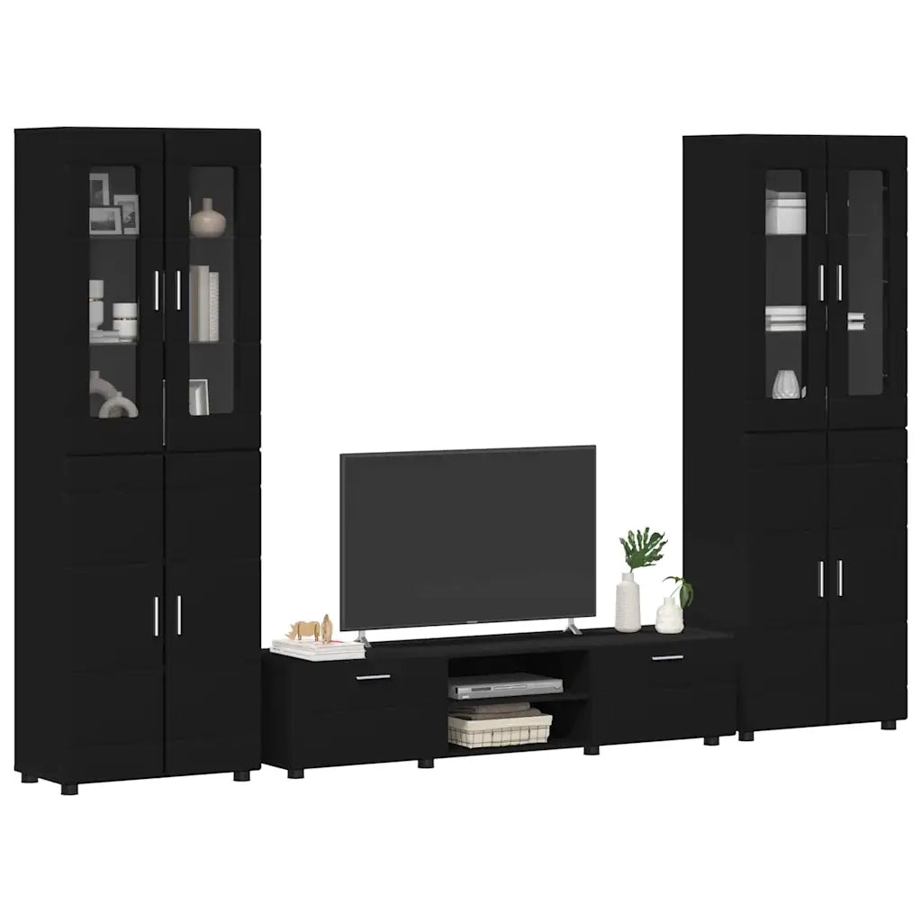 Set mobile TV con cassetto FLORIN 3 pcs Nero Legno multistrato