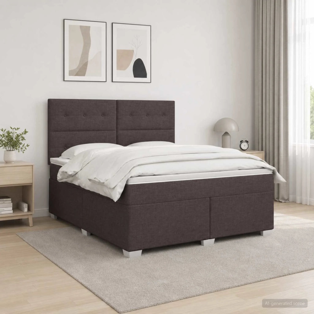 Letto box spring con materasso Marrone Scuro 140 x 190 cm 3454869