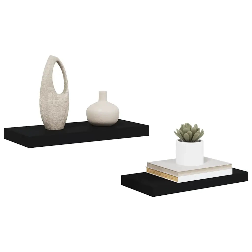 Scaffali a Parete 2 pz Neri 50x23x3,8 cm in MDF 323830