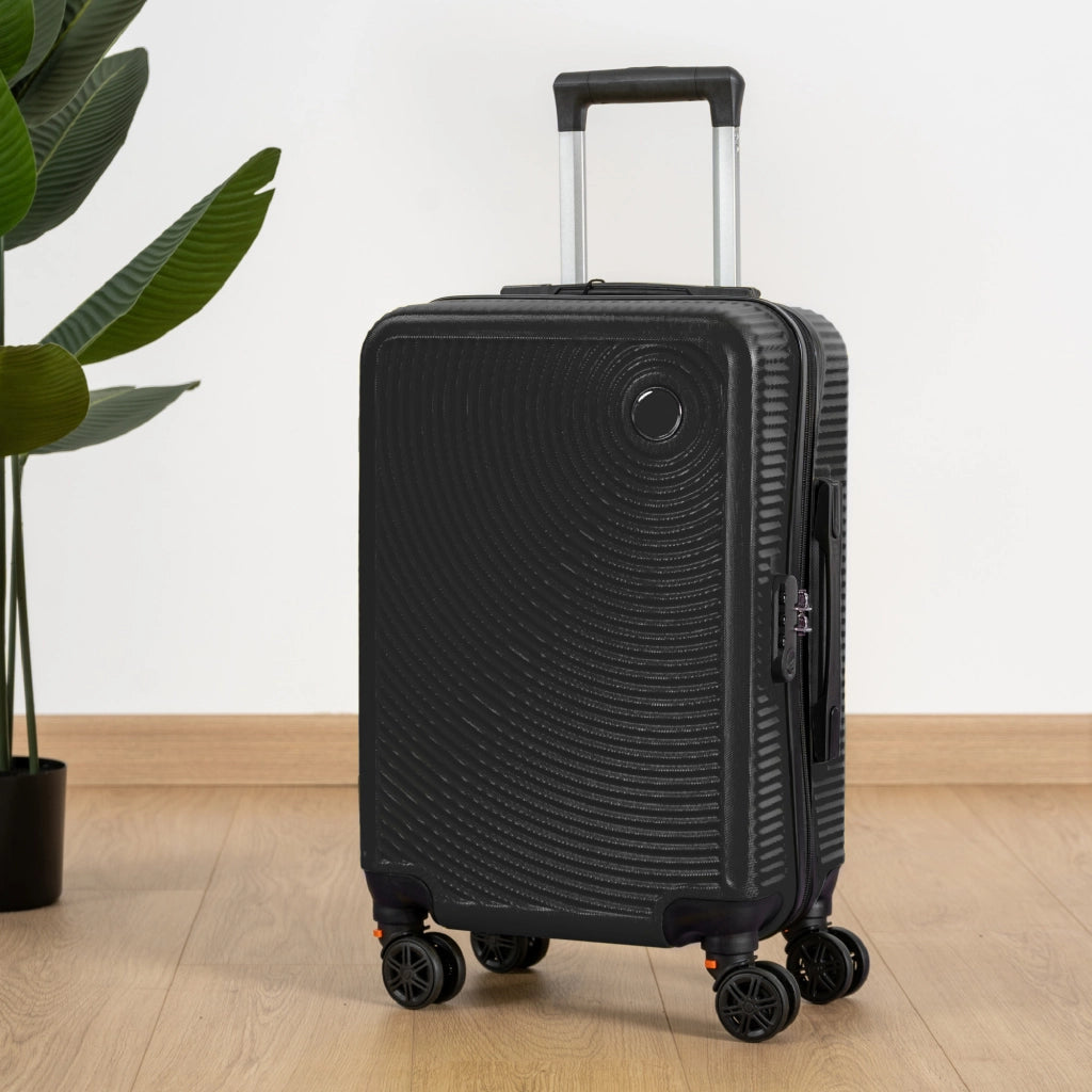Trolley Bagaglio Mano Rigido 54x33x22 Piccolo Ultraleggero Valigia In Abs Con 4 Ruote Rimovibili Manico Chiusura Di Sicurezza Per Compagnie Low Cost Economy Zaino Da Viaggio Nero