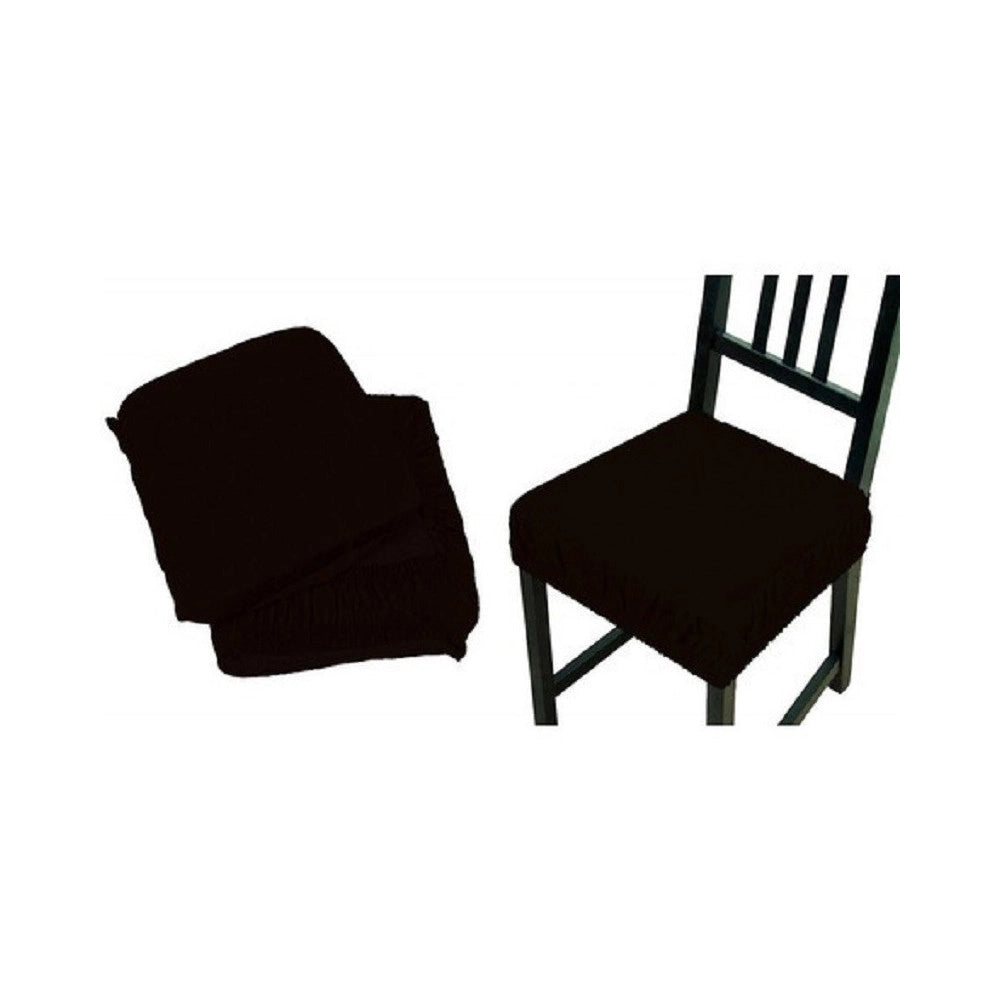 Trade Shop - Set 4 Coprisedia Cuscini Marrone Elastica Cuscino Sedie Imbottito Sfoderabile -