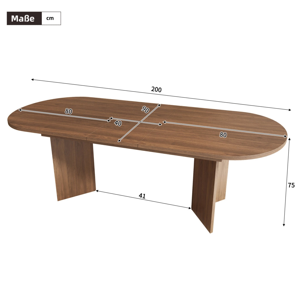 Tavolo da pranzo allungabile con piano da 18 mm; MDF noce