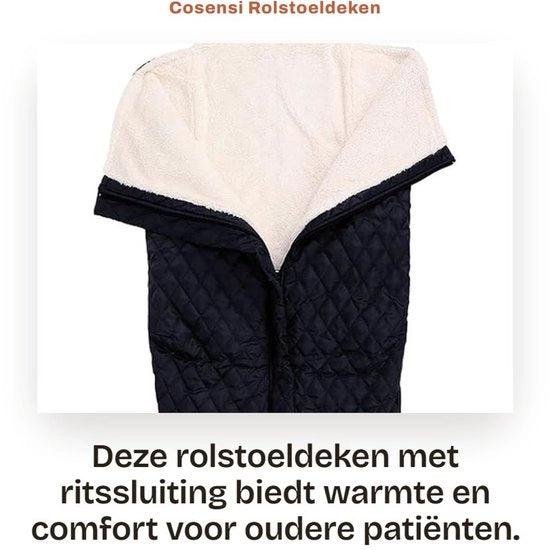 Dekentje per Sedia a Rotelle - Fleece Doppio - Coperta per Sedia a Rotelle con Cerniera - Coperta per Sedia a Rotelle - Accessori per Anziani - Nero