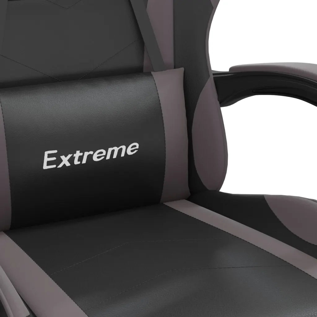 vidaXL Sedia da Gaming con Poggiapiedi Nero e Grigio in Similpelle