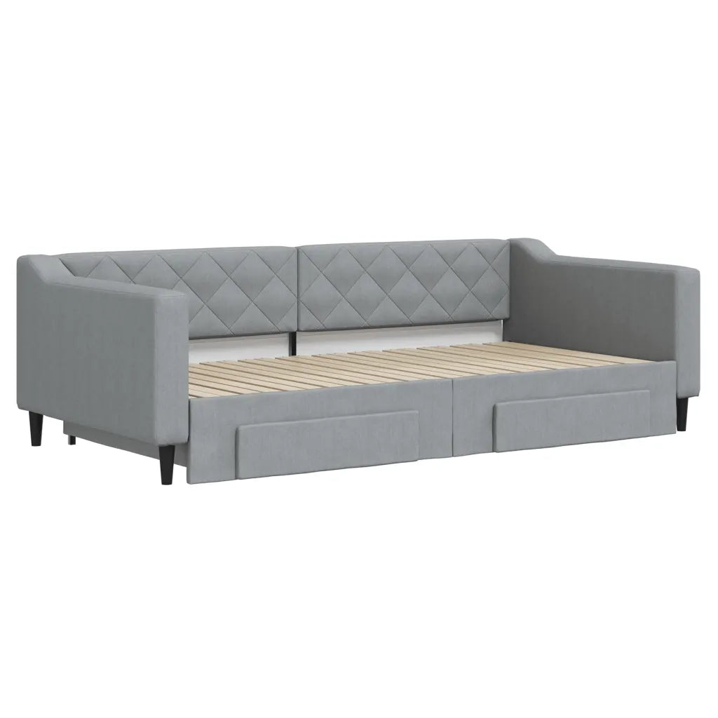 Divano letto | Sof¨¤ letto | Letto singolo Estraibile Cassetti Grigio Chiaro 100x200 Tessuto
