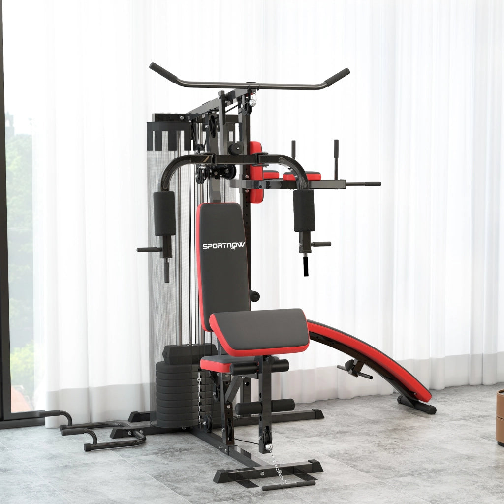 Attrezzatura Palestra Multi Stazione con Pesi ¨C zephmum ¨C 65 kg, Nero e Rosso